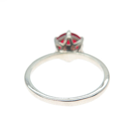DAZZLERS 925 Sterling Silver Round-Cut Nano Red Garnet Ring Size 6.25