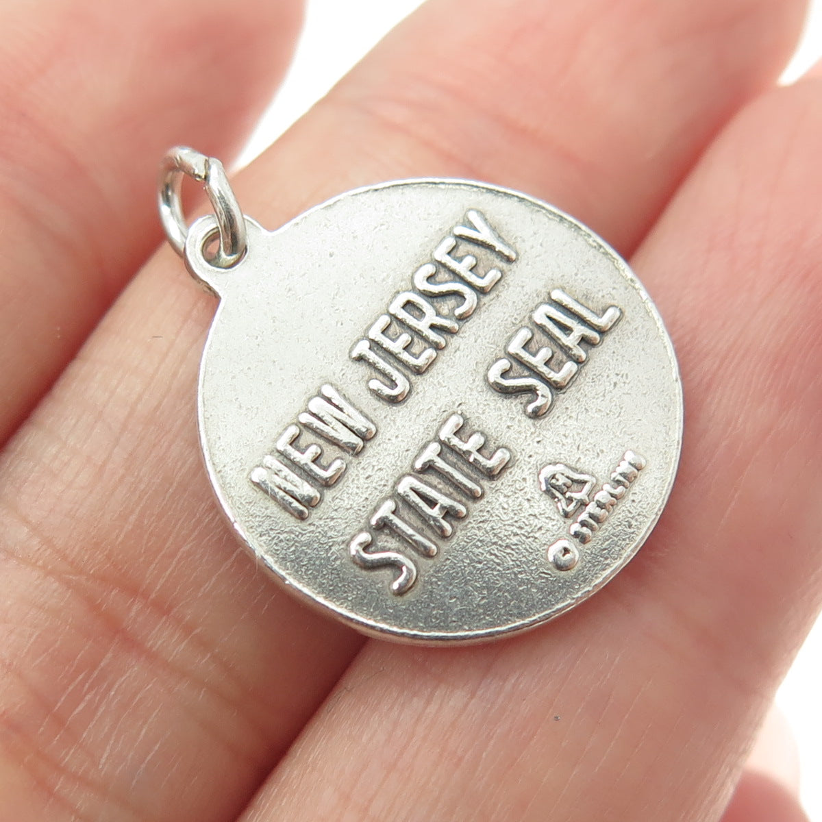 925 Sterling Silver Vintage New Jersey State Seal Charm Pendant