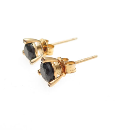 DBJ Dee Berkle 925 Sterling Silver Gold Plated Real Sapphire & C Z Stud Earrings