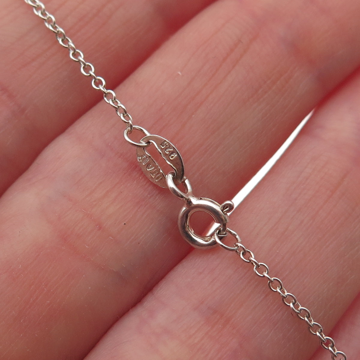 925 Sterling Silver Real Round-Cut Diamond Cable Chain Necklace 18"