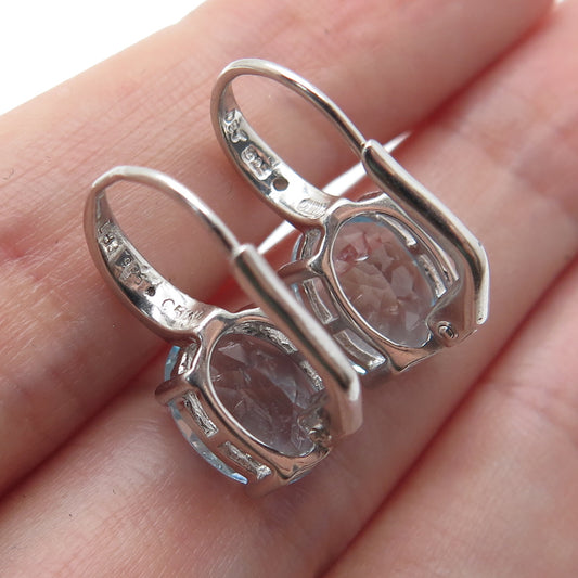 DBJ DEE BERKLE 925 Sterling Silver Real Blue & White Topaz Earrings