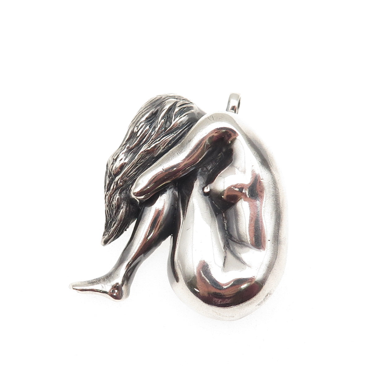 C. Ross 8P 925 Sterling Silver Vintage Naked Lady Oxidized Pendant