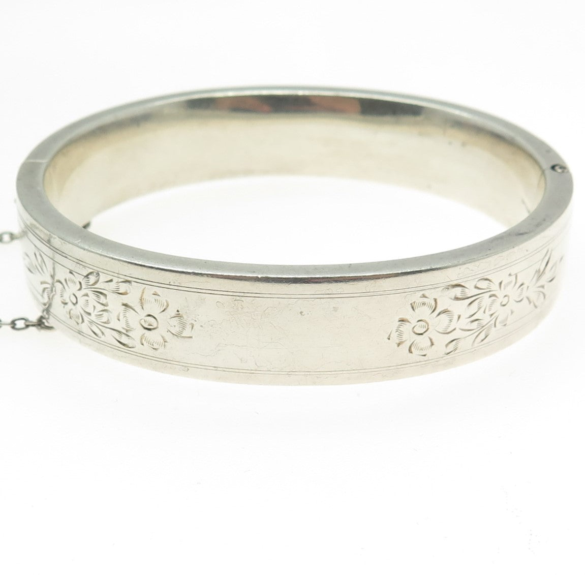 B. A. BALLOU & CO. Sterling Silver Antique Art Deco Engraved Bangle Bracelet 7"