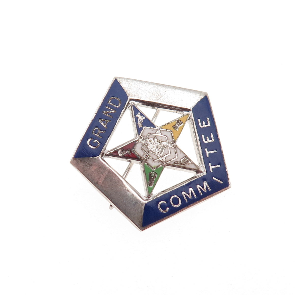 925 Sterling Antique Enamel Masonic Order of Eastern Star Grand Committee Pin