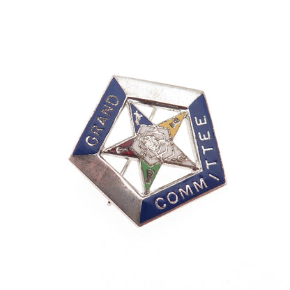 925 Sterling Antique Enamel Masonic Order of Eastern Star Grand Committee Pin