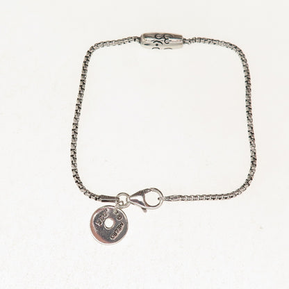 Me & Ro 925 Sterling Silver Vintage Om Mantra Bead Round Box Link Bracelet 6.75"