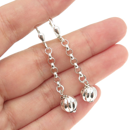 MILOR 925 Sterling Silver Vintage Italy Rolo Chain Ball Drop Earrings