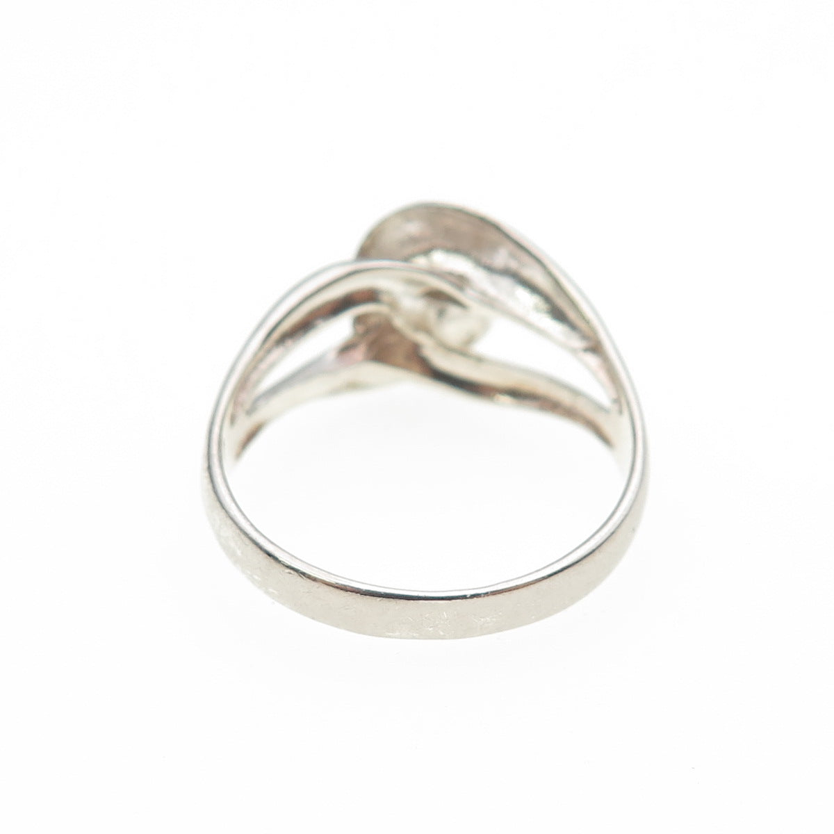 925 Sterling Silver Vintage Modernist Interlocked Ring Size 9.25