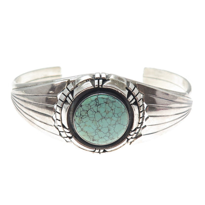 DINO GARCIA KEWA Old Pawn Sterling Vintage Turquoise Adjustable Bracelet 6.25"
