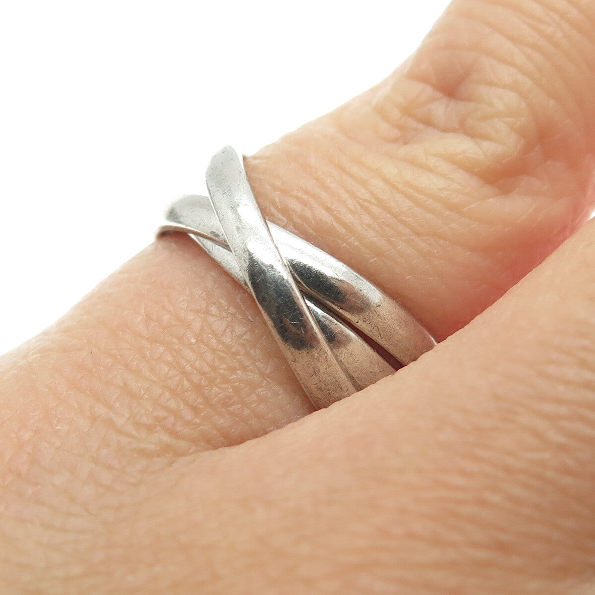 925 Sterling Silver Vintage Mexico Interlocked Trinity Oxidized Ring Size 5.75