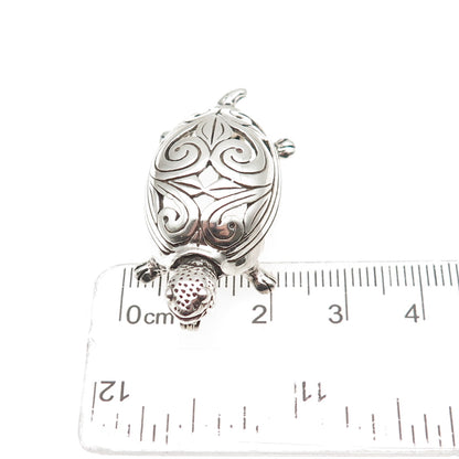 JEZLAINE 925 Sterling Silver Vintage Turtle Oxidized Pin Brooch