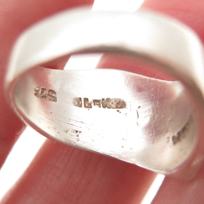 925 Sterling Silver Vintage Mexico Real Apatite Modernist Ring Size 7
