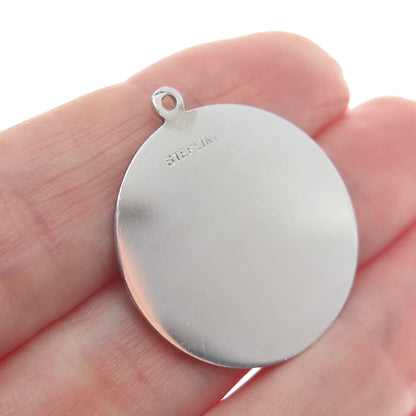925 Sterling Silver Vintage Engraved Sweet 16 Round Tag Charm Pendant