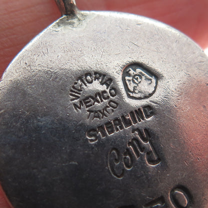 VICTORIA CONY 925 Sterling Silver Vintage Mexico Leo Zodiac Oxidized Pendant