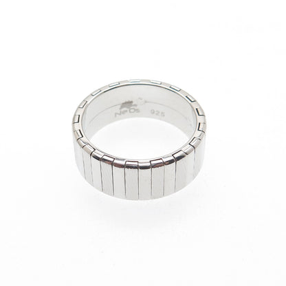NEOS 925 Sterling Silver Textured Ribbed Band Ring Size 8.25