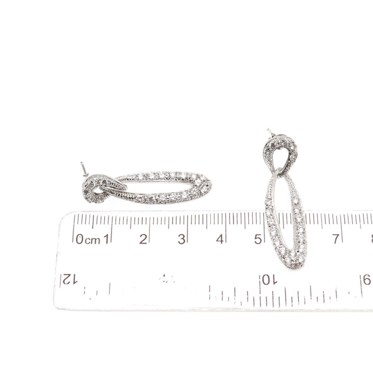 925 Sterling Silver Round-Cut C Z Dangle Earrings