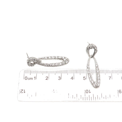 925 Sterling Silver Round-Cut C Z Dangle Earrings