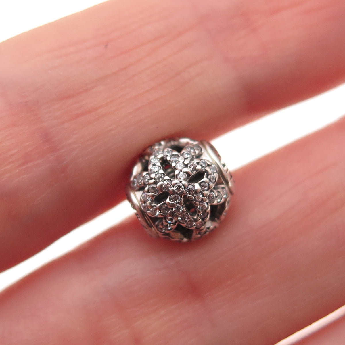 Pandora 925 Sterling Silver C Z Essence Appreciation Slide Bead Charm