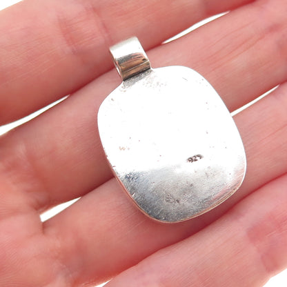 925 Sterling Silver Vintage Real MOP & Abalone Shell Mosaic Charm Pendant
