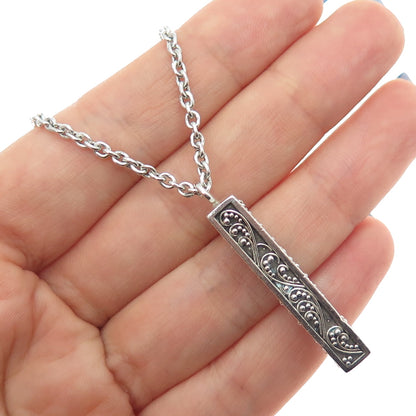 LOIS HILL 925 Sterling Silver Vintage Granulated Scroll Cable Chain Necklace 18"