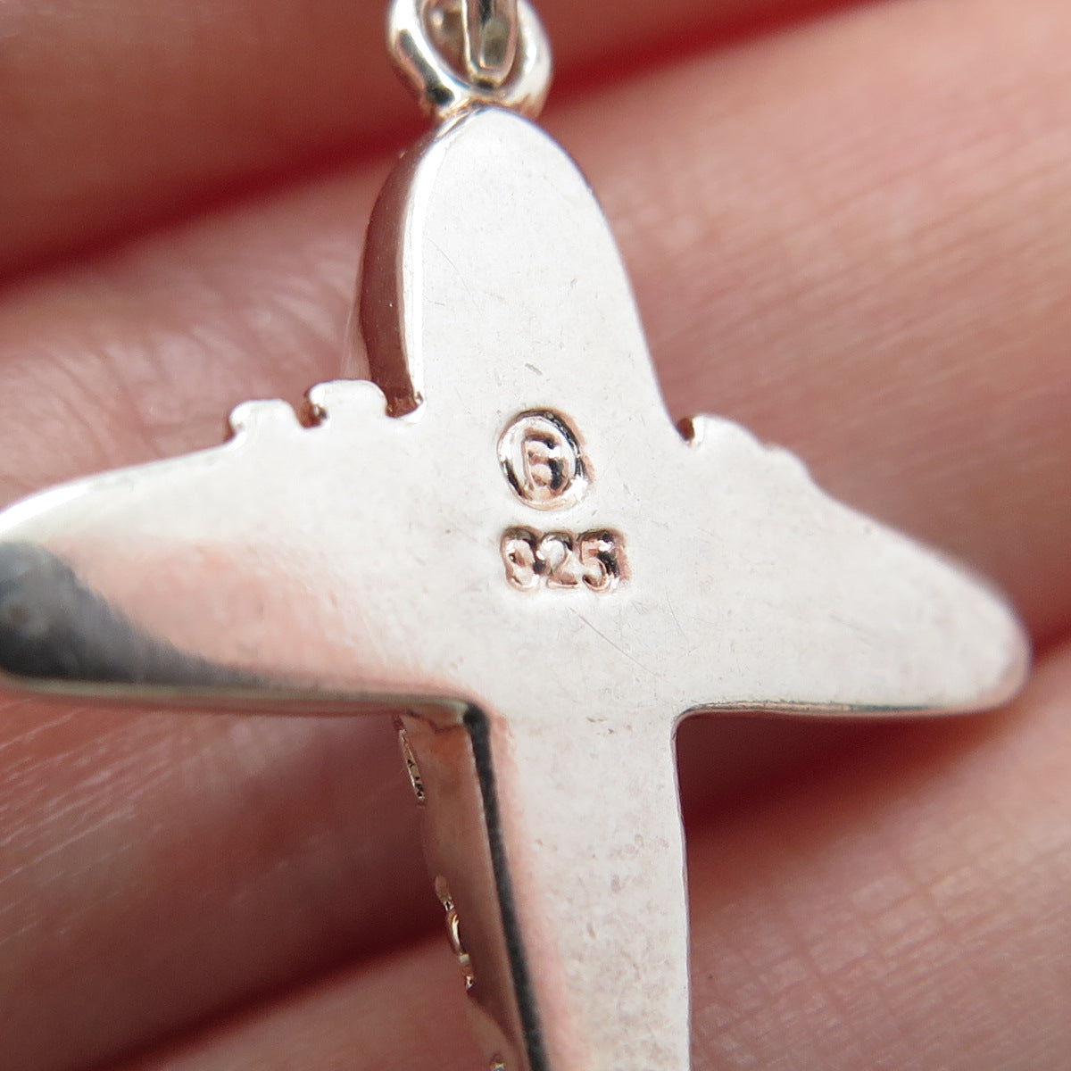 925 Sterling Silver Vintage Airplane Spring Ring Lock Clasp Charm Pendant