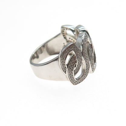 925 Sterling Silver Round-Cut C Z Interlocked Link Ring Size 9.25