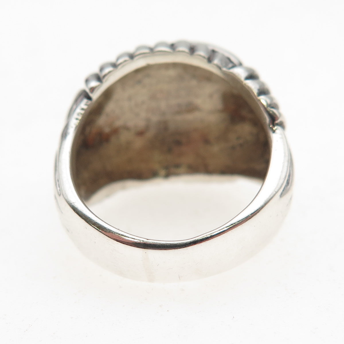 925 Sterling Silver Vintage Mexico Modernist Dome Oxidized Ring Size 6
