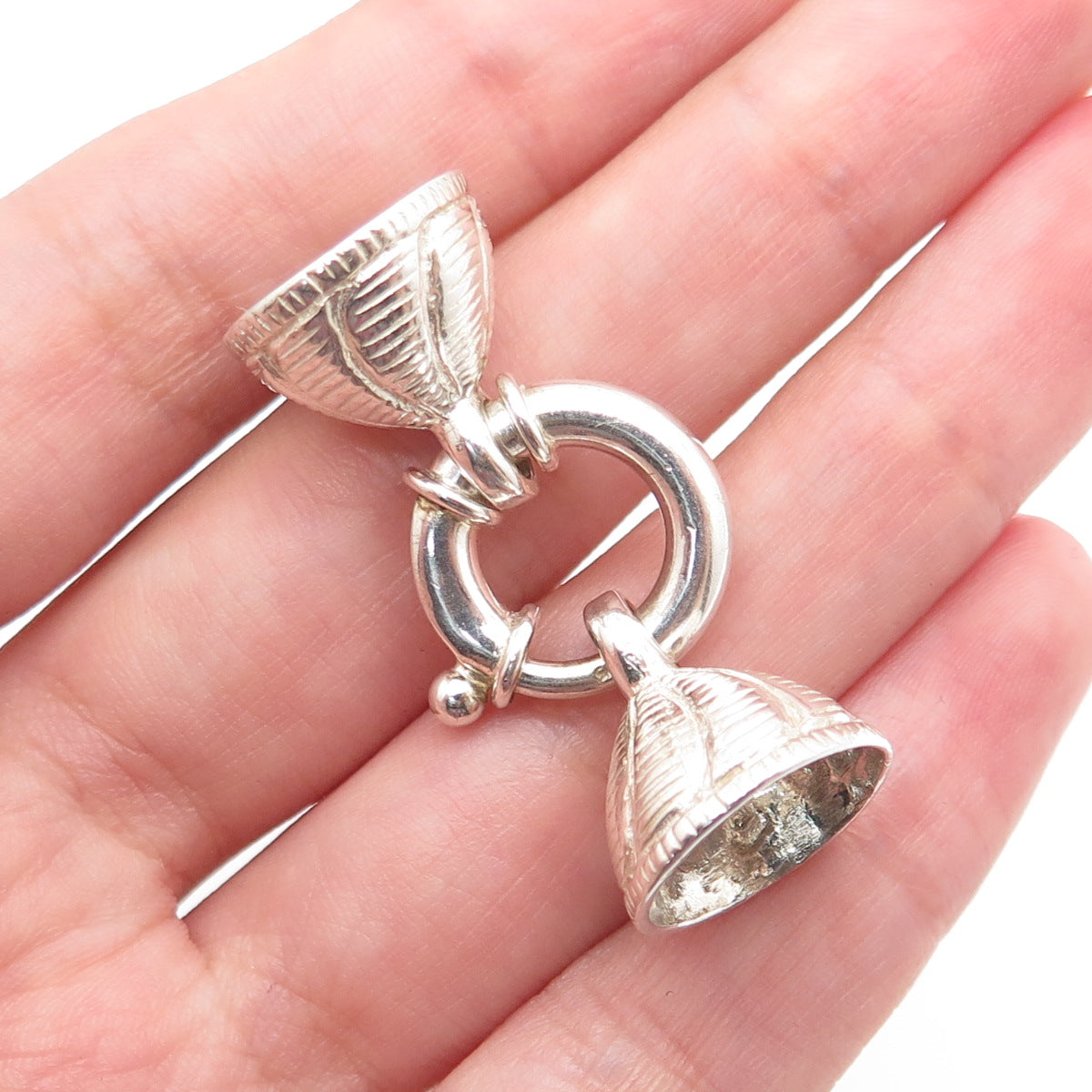 925 Sterling Silver Vintage Bracelet / Necklace Two Ends Spring Ring Lock Clasp