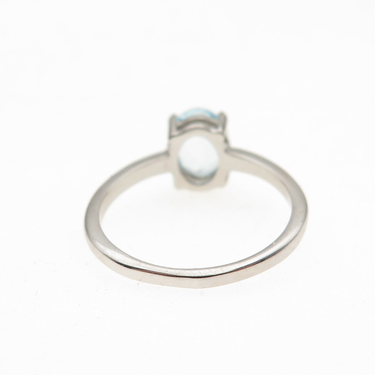 Dazzlers 925 Sterling Silver Real Oval-Cut Blue Topaz Ring Size 6