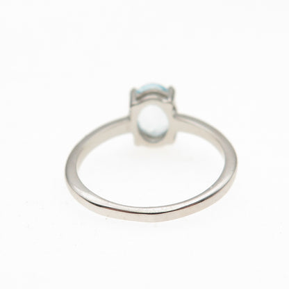 Dazzlers 925 Sterling Silver Real Oval-Cut Blue Topaz Ring Size 6