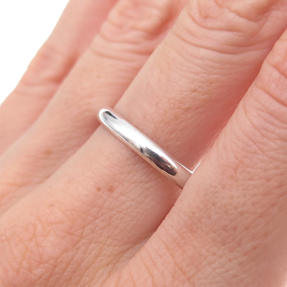 925 Sterling Silver Vintage Classic Stackable Wedding Band Ring Size 12.25