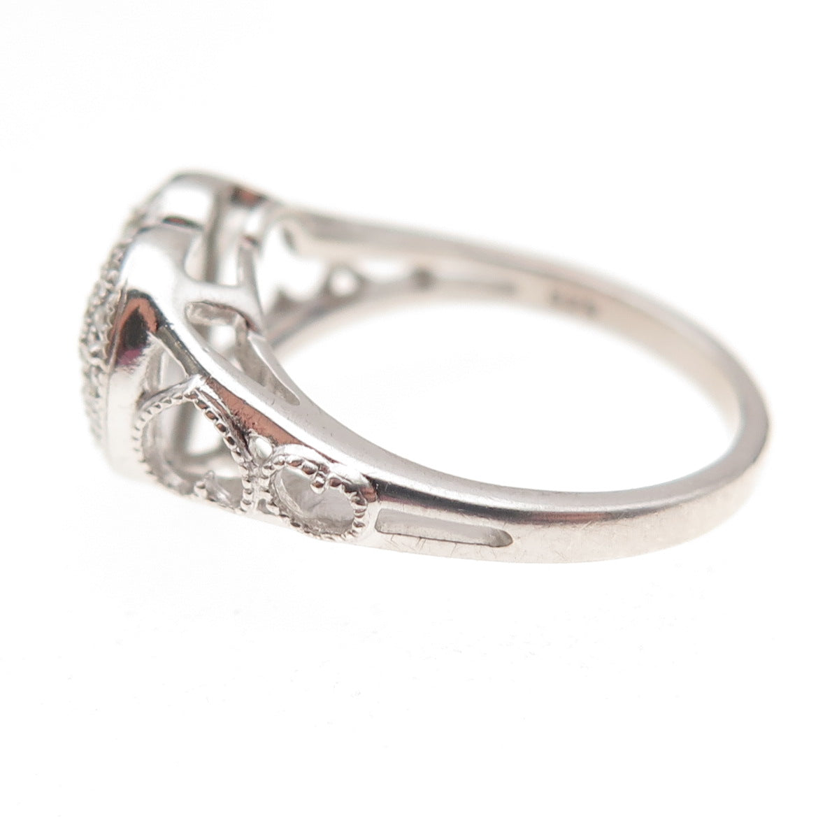 RJ Graziano 925 Sterling Silver Real Round-Cut Diamond Heart Ring Size 6