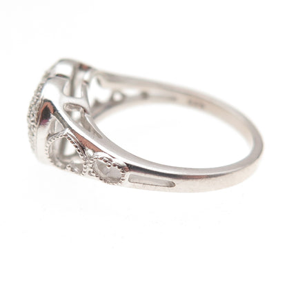RJ Graziano 925 Sterling Silver Real Round-Cut Diamond Heart Ring Size 6