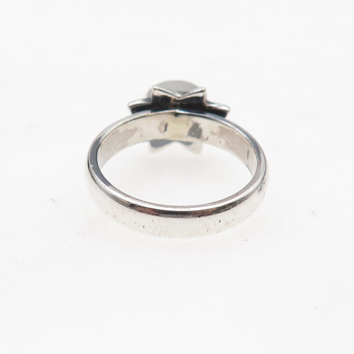 925 Sterling Silver Vintage Real Amethyst Modernist Sun Oxidized Ring Size 7.75