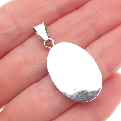 925 Sterling Silver Vintage Mexico Real Turquoise Inlay Cannabis Leaf Pendant