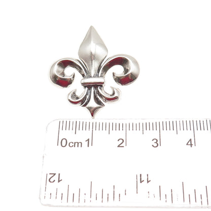 925 Sterling Silver Vintage Fleur de Lis Slide Pendant