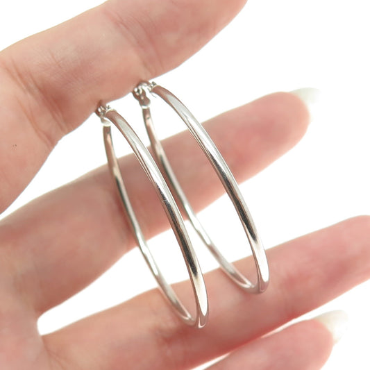 925 Sterling Silver Classic Hinged Hoop Earrings