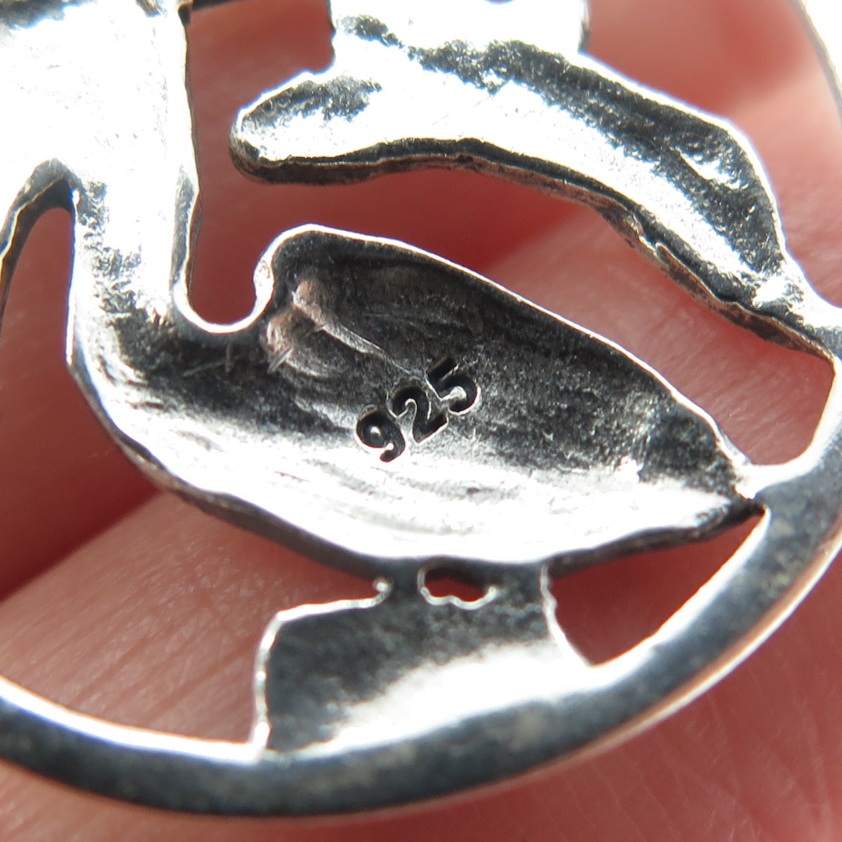 925 Sterling Silver Vintage Couple of Storks Pendant