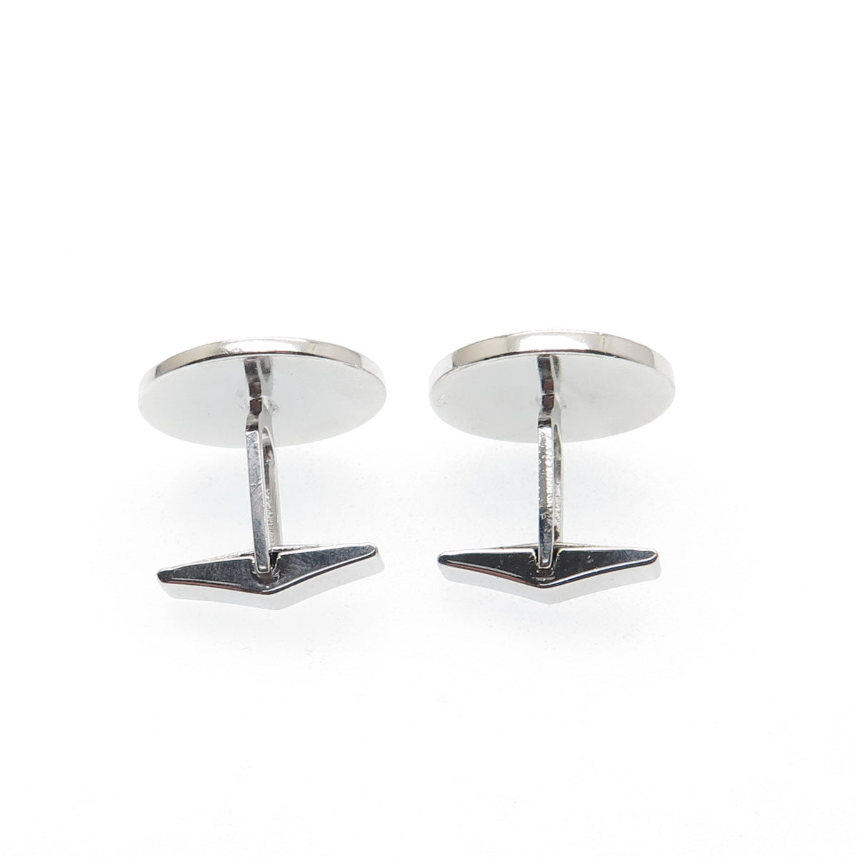 925 Sterling Silver Vintage Ribbed Round Cufflinks