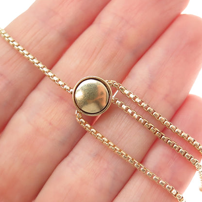 925 Sterling Silver Gold Plated C Z Heartbeat Adjustable Box Bracelet 6-9.25"