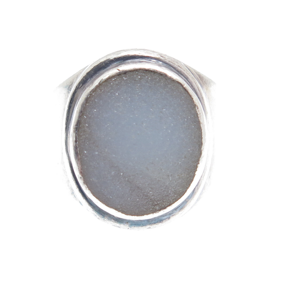 J. LEWIS 925 Sterling Silver Vintage Real Druzy Modernist Ring Size 8