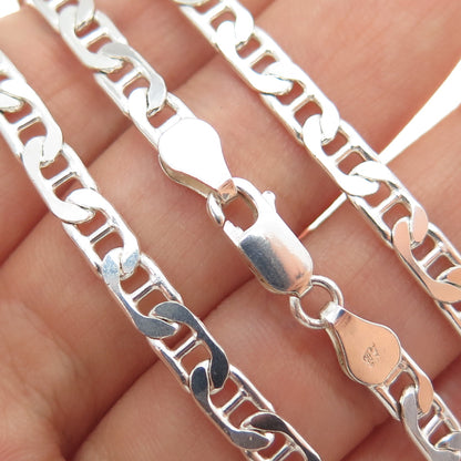 925 Sterling Silver Vintage Italy Anchor Mariner Chain Necklace 18"