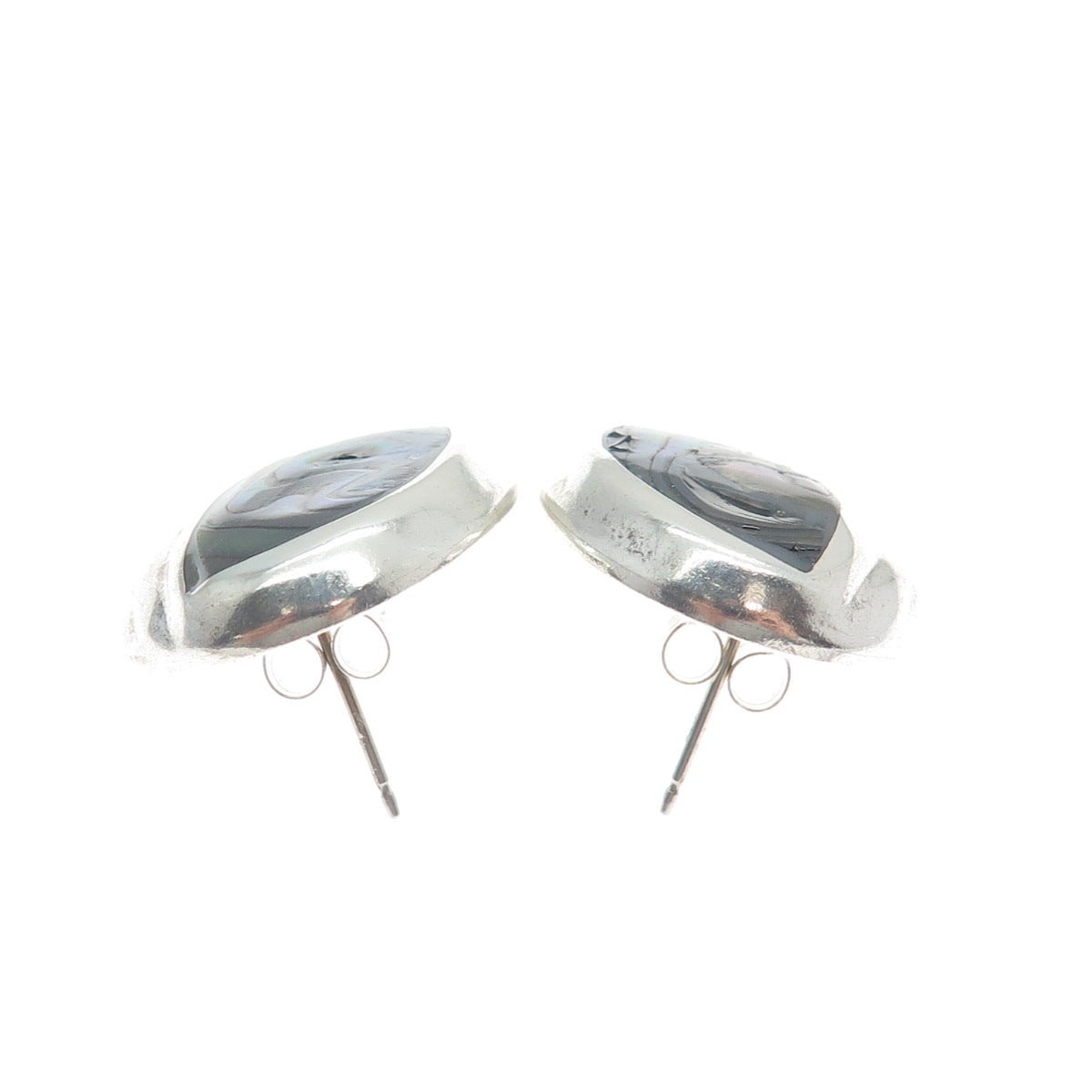 ATI ANNIKA WITT 925 Sterling Silver Vintage Mexico Real Abalone Shell Earrings