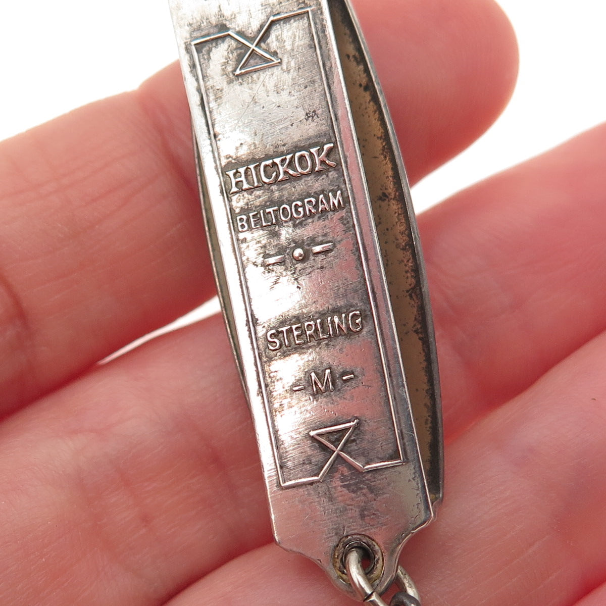 Hickok 925 Sterling Antique Art Deco Letter M Beltogram Pocket Watch Belt Loop