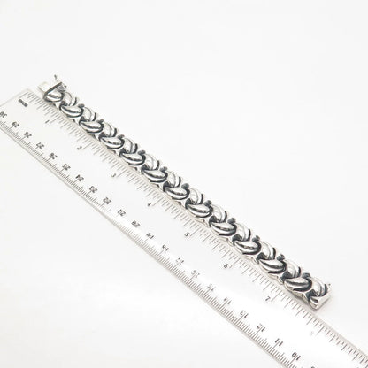 925 Sterling Silver Vintage Turkey Fancy Link Bracelet 7.25"