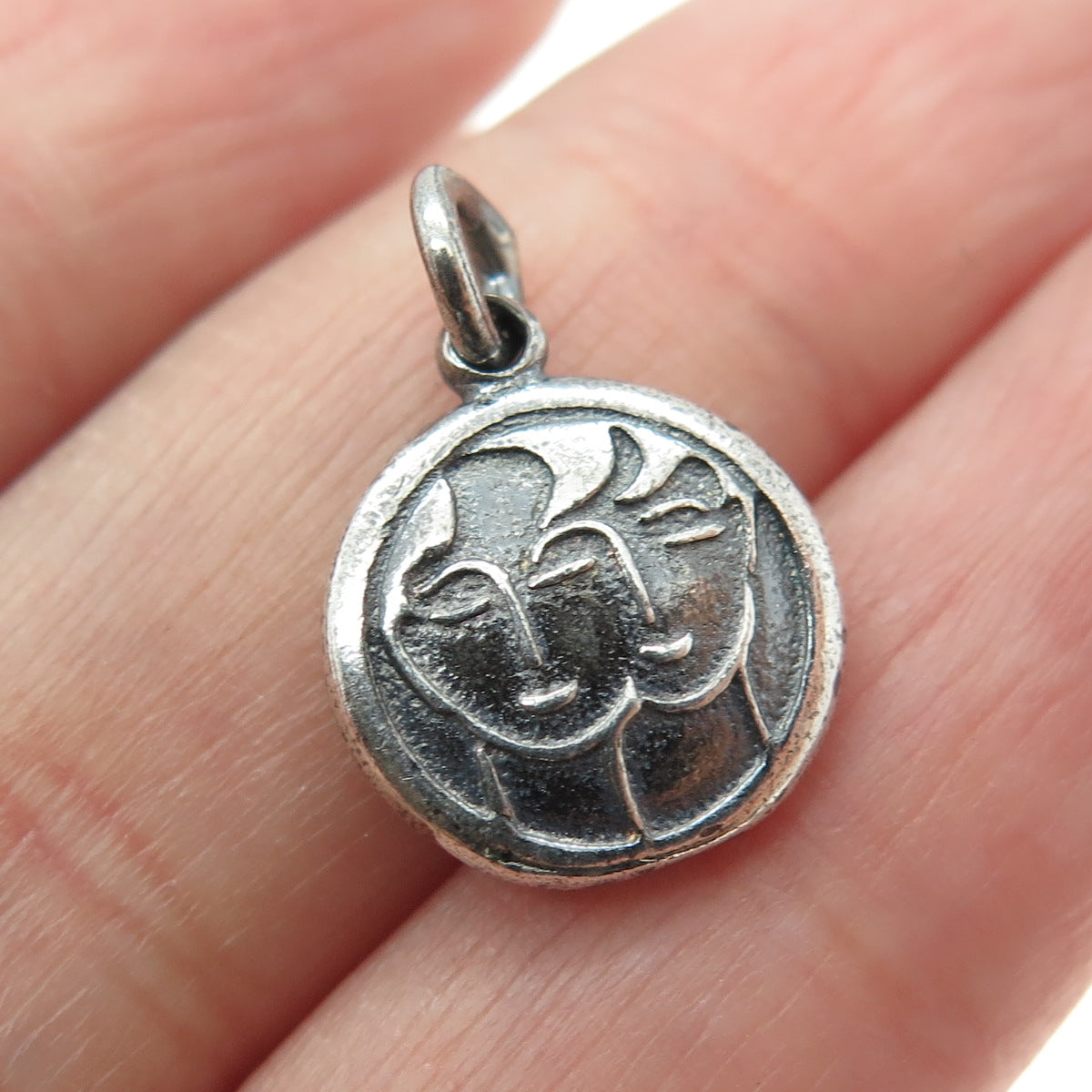 925 Sterling Silver Vintage Gemini Zodiac & Tiger Chinese Horoscope Mini Pendant