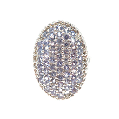 KEN CRAFTS 925 Sterling Silver Real Round-Cut Tanzanite Ring Size 7.25