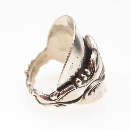 Beau 925 Sterling Silver Antique Art Deco Adjustable Spoon Ring Size 6