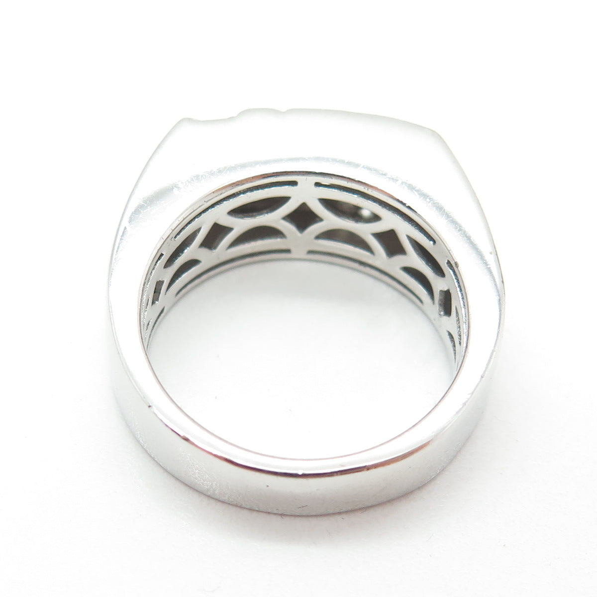 925 Sterling Silver 2-Tone Round-Cut C Z Ring Size 10.25