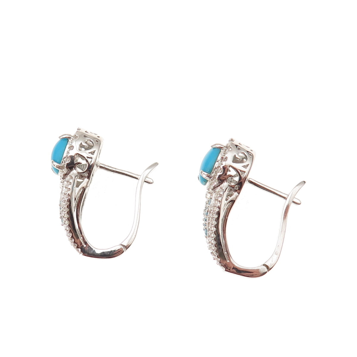 925 Sterling Silver Real Sleeping Beauty Turquoise Apatite White Topaz Earrings